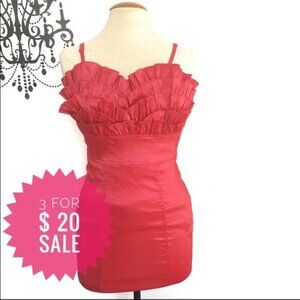 Fuschia fitted dress with pleated details